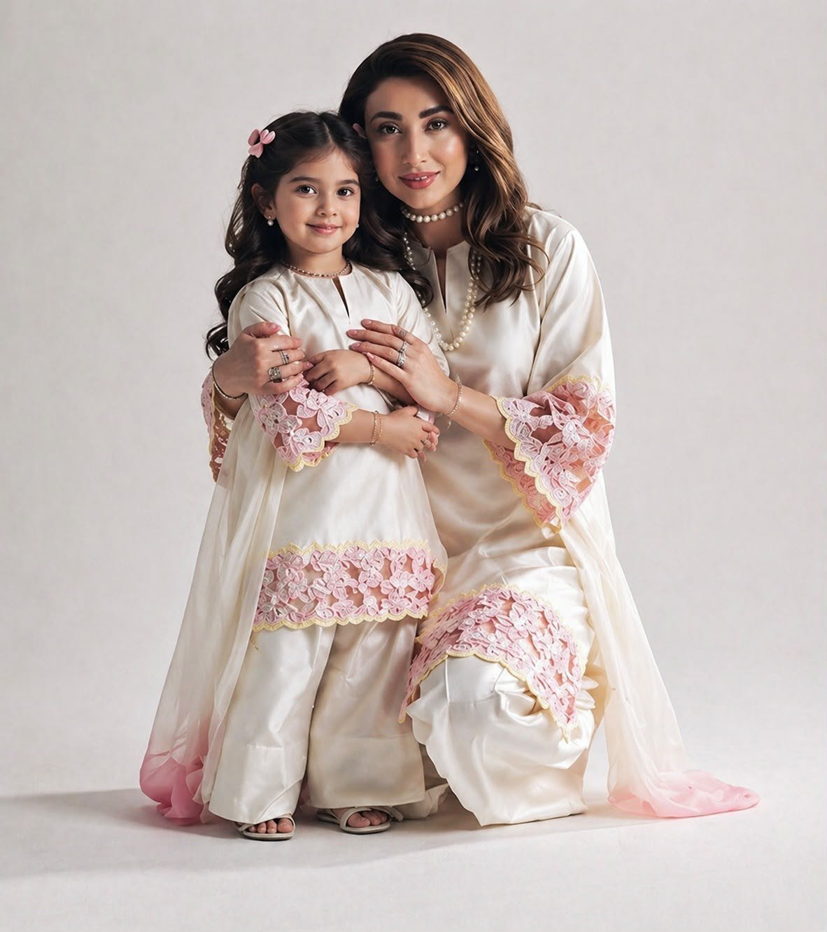 mom daughter natural crapr slik farshi salwar suit set